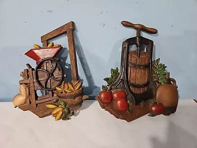 HOMCO: Home Interiors 1978 Kitchen Wall Corn Mill Apple Press LOT OF 2 USA VTG • $18