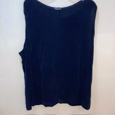 Vikki Vi Navy Sleeveless Round Neck Silky Stretch Tank Top 4x Nwt • $10