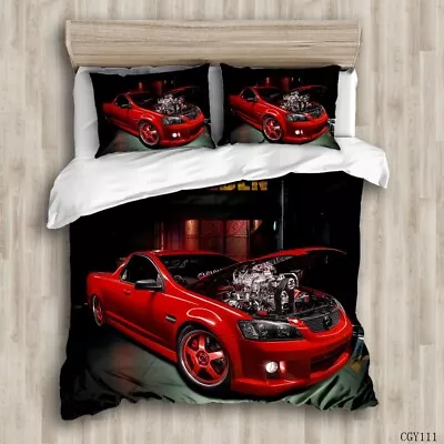 CAR Quilt/Doona/Duvet Cover Set Single/Double/Queen/King Size Bed Pillow Cases • $25