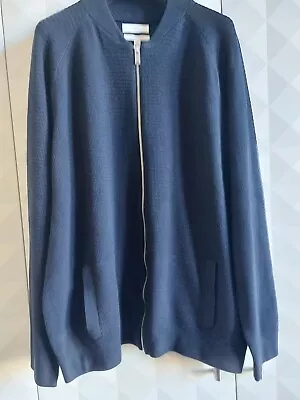 £18.95 • Buy M&s Zip Front Longline Chunky Cotton Rich Navy Cardigan. 2xl. Nwt