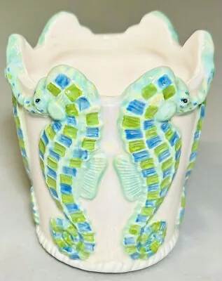 $13.49 • Buy Vintage Yankee Candle Seahorses Seahorse Ceramic Candle Holder Beach Sea Life