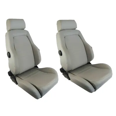 Sports Bucket Seats 2 4WD Grey PU Leather Adaptors For 75 79 Series Landcruiser • $999