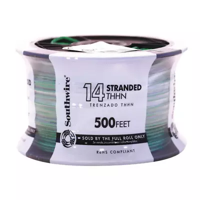500 Ft. Green Stranded CU THHN Wire 14 Gauge Single Conductor Electrical Cable • $89.99