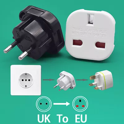 UK To EU Euro Europe European Travel Adaptor Plug 3 Pin 2 Pin Adapter Converter • $3.50