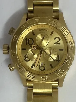 Nixon Minimize 42-20 Gold Tone Watch New Battery Chrono Mens 42MM 6.5  • $119.99