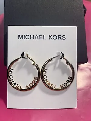 Authentic Michael Kors Gold Tone Mk Logo Hoop Earrings. New 💖buy More&save💖 • $23.99