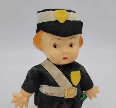 Antique Toy Police Cop Incline Walker Doll 6.5” Celluloid Hard Plastic Green Gun • $11.95