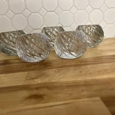 Lot Of 5 Heavy Glass Green Swirl Tea Light Votive Candle Holders Table Decor • $19.99