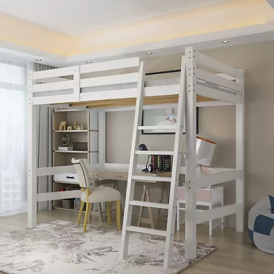 £215.95 • Buy White 3FT High Sleeper Cabin Bed Adult Kid Loft Bed Wooden Bunk Bed Frame Ladder