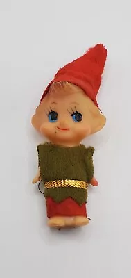 Vintage 2.5  Plastic And Felt Outfit Pixie Elf  Christmas Ornament • $12