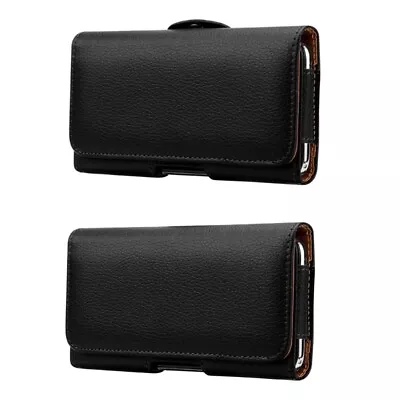 PU Leather Horizontal Waist Belt Clip Pouch Phone Bag For Men • £7.68