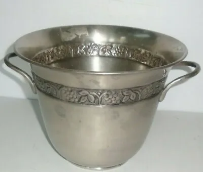 Pottery Barn Ice Bucket Wine Champagne Bottle Cooler Vintage Pewter 7.5 T • $31.49