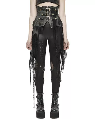 Devil Fashion Goth Dieselpunk Cincher Corset Half Skirt Grey Black Faux Leather • £59.99