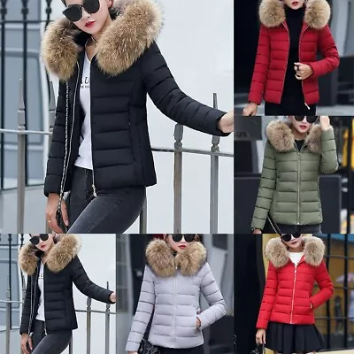 Women's Plus Size Quilted Winter Coat Padded Parka Jacket With Fur Collar • £23.52