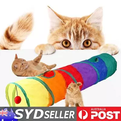 Rainbow Cat Toy Tunnels Lightweight Foldable Pet Self-playing Toys (Straight) • $11.69