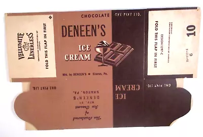 RARE Vintage DENEEN'S ICE CREAM CHOCOLATE ONE PINT BOX UNUSED SHARON PA • $15.99