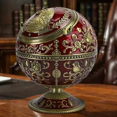 £21.68 • Buy Vintage Alloy Ashtray With Lid Globe Shape Cigarette Holder Home Table Ornament