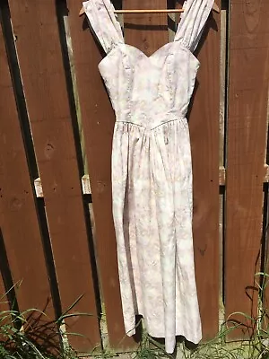 £5.50 • Buy Vintage Laura Ashley Pink Floral Summer Maxi Dress Size 8 ( Euro 34)