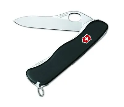 Victorinox Swiss Army One-Hand Sentinel Non-Serrated Pocket Knife Black 111mm • $72.29