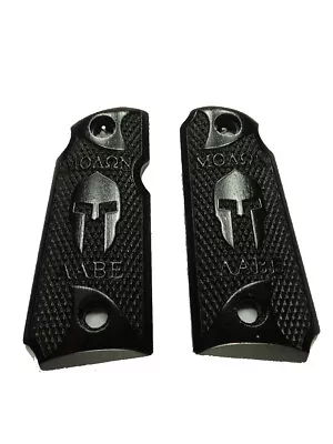 --Ebony Molon Labe Spartan Kimber Micro 380 Grips Checkered Engraved Textured • $45