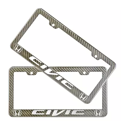 2pcs Set Honda Civic License Plate Frame Carbon Fiber Look Style Plastic  • $21.50