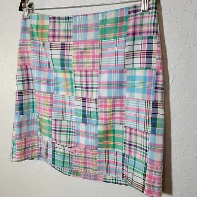 Talbots Madras Plaid Skirt Patchwork Golf Tennis Preppy Pastels Size 10P • $19