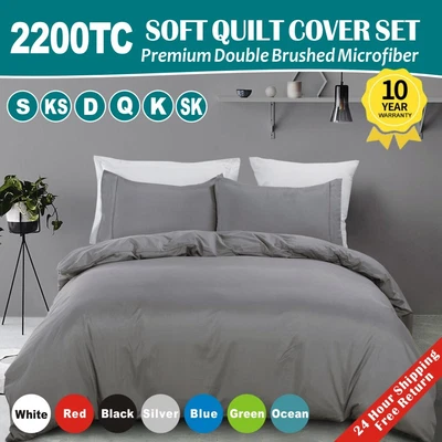 $28.99 • Buy 2200TC Ultra Soft Quilt Doona Duvet Cover Set Single/D/Queen/Super King Size Bed