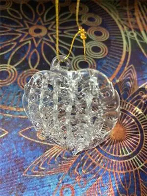 Vintage Christmas Crystal Ornament~BLOWN GLASS HEART~Hand Spun • $4.99