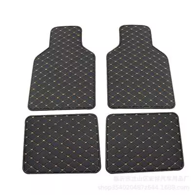  4pcs/set Black/Beige PU Leather Liner Protector Car Floor Carpet Mats Pedal Pad • $38.60