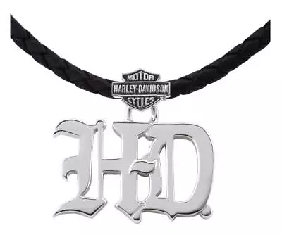 Harley-Davidson Men's Old English H-D Necklace W/ Leather Cord HDN0425-20 • $99.95