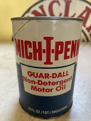 $9.99 • Buy Vintage 1 Quart Mich-I-Penn Guar-Dall Non-Detergent Motor Oil Can Full