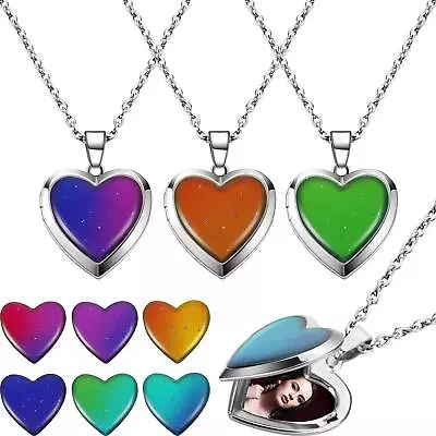 4 Pack Heart Mood Locket Necklace Color Changing Temperature Sensing Necklace • $11.99