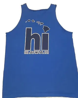 Hawaiian Tank Top Mens L Hawaii Islands Blue Vtg  • $19.99