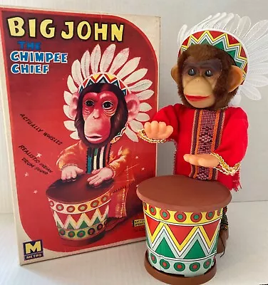 Big John The Chimpee Chief Vintage Drumming Monkey Battery Operated Metro Box • $69.99