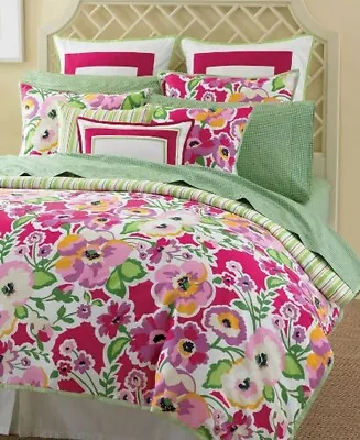 Tommy Hilfiger SOMERVILLE Pink Green Twin 7pc Set Comforter Shams Sheets Pillow • $229.95