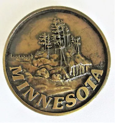 Minnesota Mountain Forrest Belt Buckle Solid Brass 1978 The Shopkeeper CB4  • $12