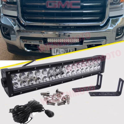 $72.19 • Buy Fit 15-23 GMC Sierra 2500/3500 96W LED Light Bar Front Bumper Custom Bracket Kit