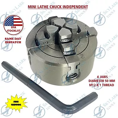 Mini Lathe Chuck (diameter 50 Mm 4 Jaws Independent) M12 X 1 Thread • $59.50