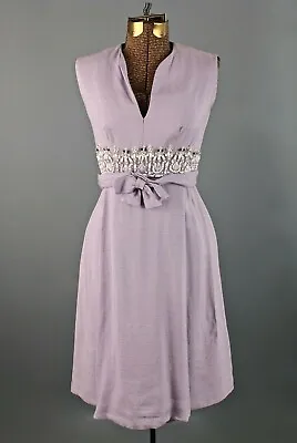  VTG Women's 60s Purple Dress W Beaded Details Sz S 1950s 1960s Beadwork • $49.99