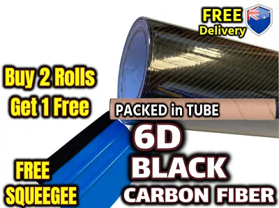 6D Black Carbon Fibre Fiber Car Vinyl Wrap Film Roll Sticker Decals Air Release  • $11.86