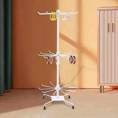 Rotating Rack Jewelry Keyring Display Hanger 3 Tier Revolving Stand 30 Hooks • $25.79