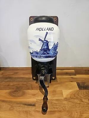 Vintage Coffee Grinder Mill Dutch Design Wall Mounted Kitchen Decor Delft Design • £30