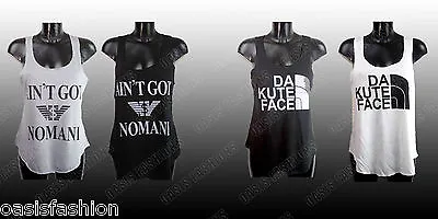 £2.99 • Buy Ladies Printed Sleeveless Slogan Vest T-Shirt Top Dope You Suck Aint Got Nomani