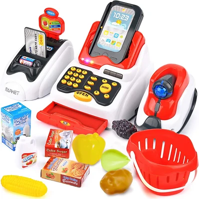 £27.21 • Buy BUYGER Childrens Shopping Toy Till Cash Register Toy With Scanner, Play Food
