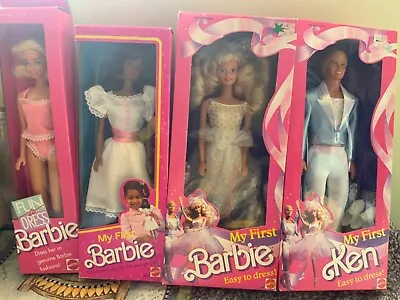 1980s My First Barbie & Ken (lot Of 4) NRFB #1389 1280 9858 4608 Fun Easy Dress • $118.88