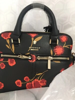 £42.80 • Buy BNWT MODALU PIPPA BLACK Mini FLORAL GRAB SHOULDER CROSSBODY BAG ❤️🖤