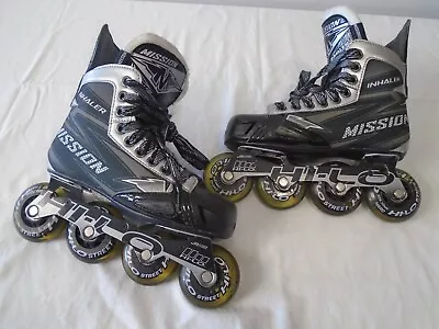 Mission Inhaler NLS6 Junior Inline Roller Hockey Skates Size 3E US Shoe Size 4 • $125.99