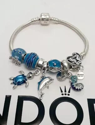 $84.95 • Buy Authentic Pandora Moments Bracelet With Beautiful Generic Charms S925 ALE