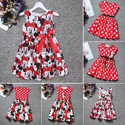 Kids Baby Girls Cartoon Minnie Mouse Pageant Party Bowknot Princess Dress • £11.05