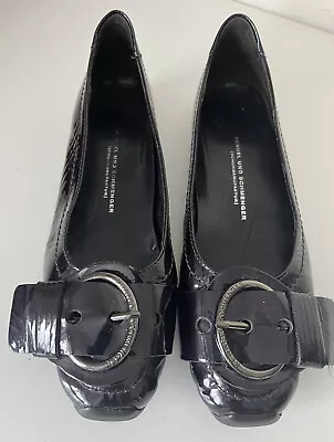 Kennel And Schmenger Black Patient Leather Pumps Shoes Buckle Design 5 Uk • £14.99
